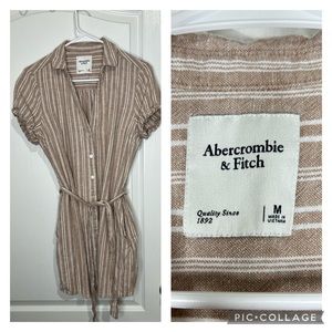 Abercrombie and Fitch striped short sleeves button down shirt mini dress size M